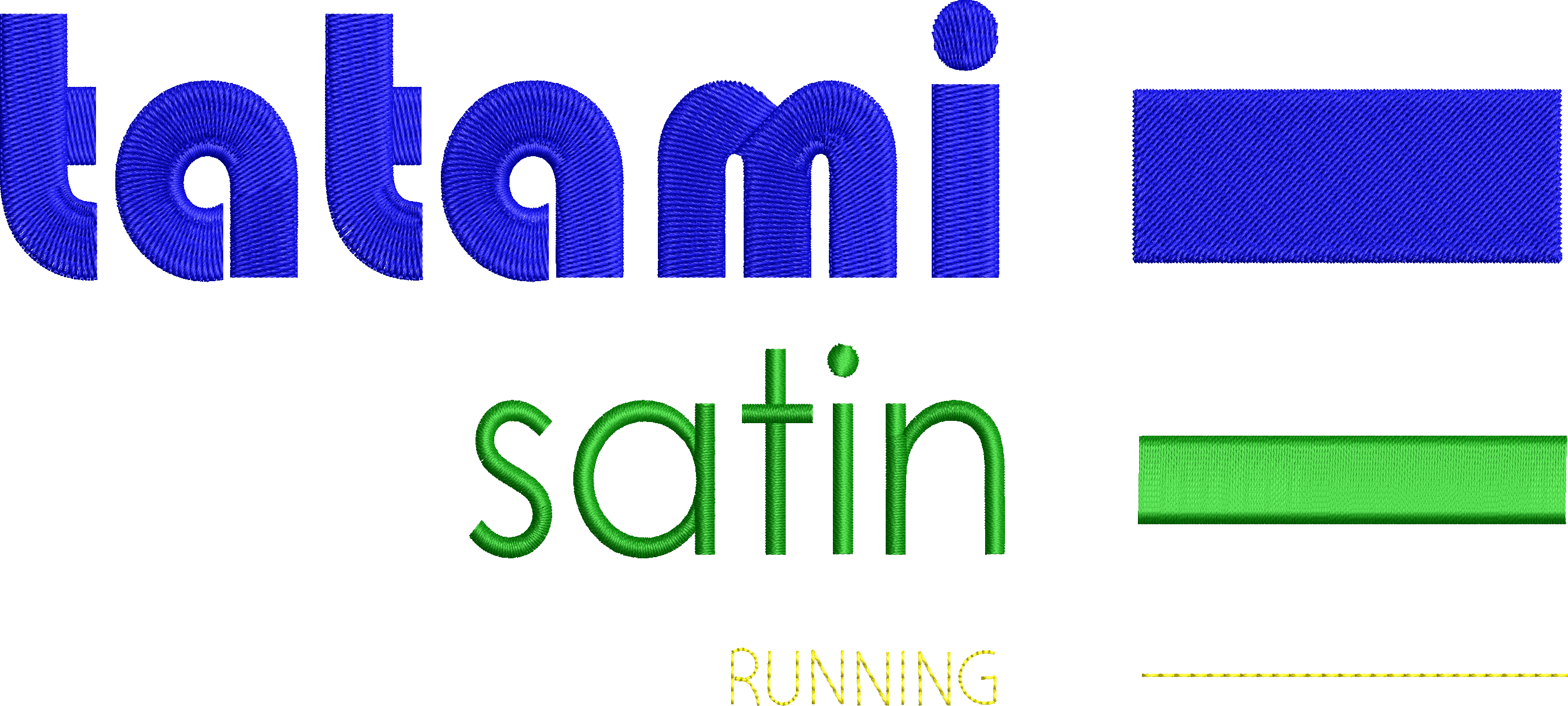 Embroidery stitch types; Running, Satin & Tatami