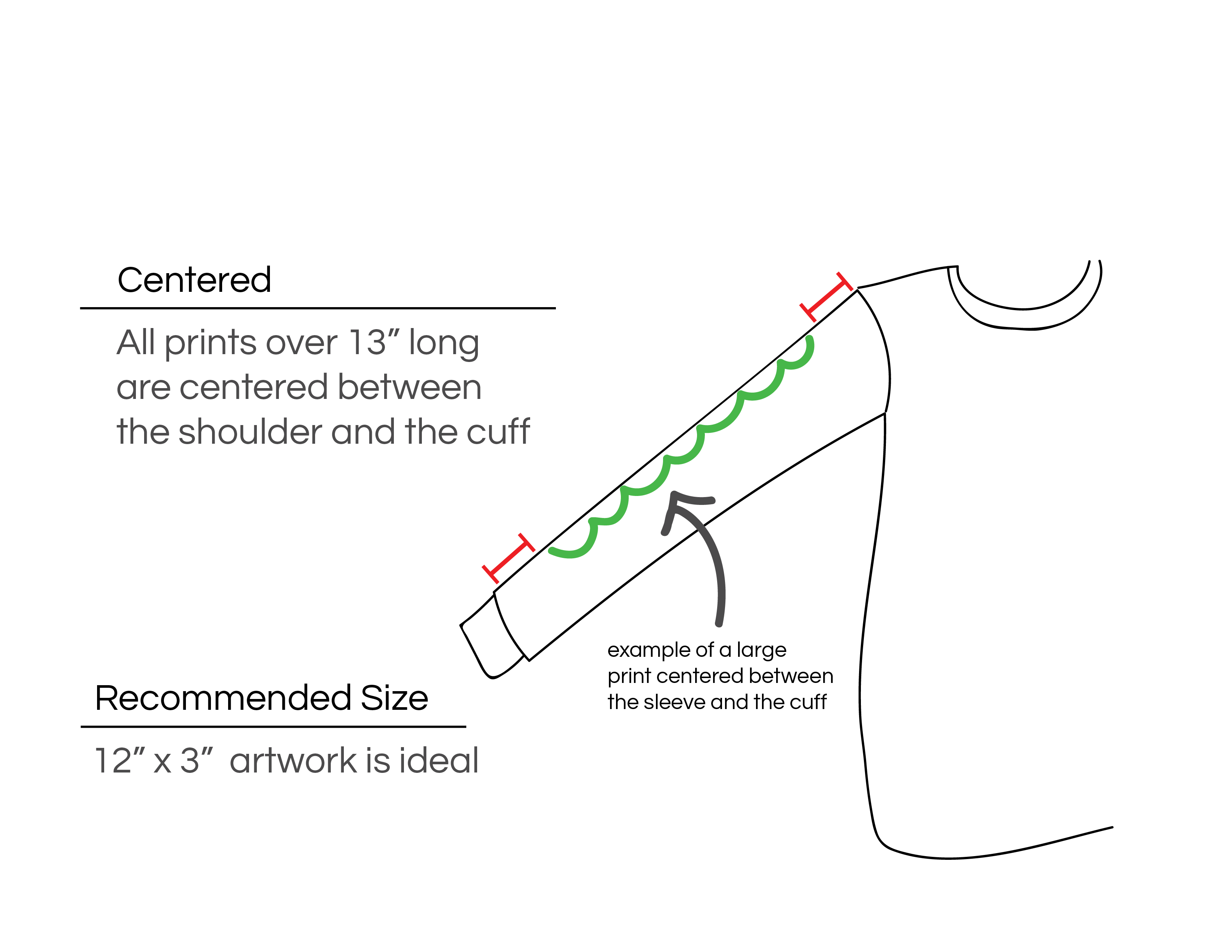 Printing on the center of t shirt sleeves