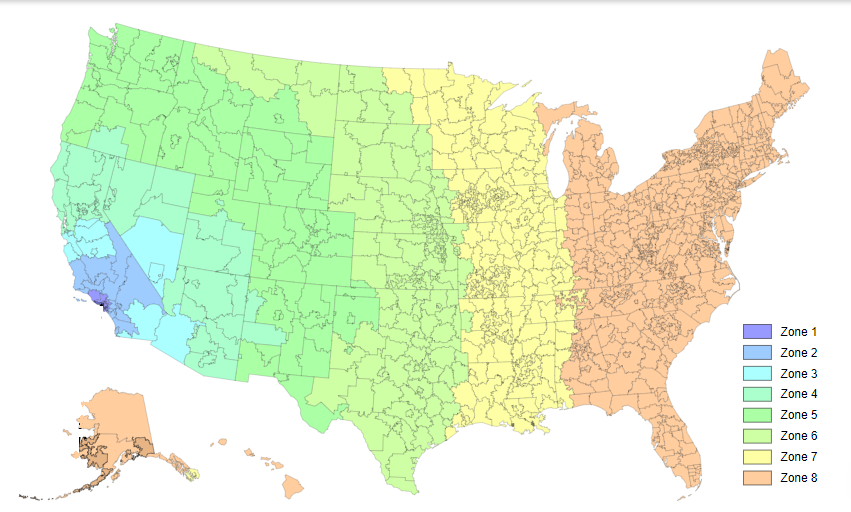 west coast shipping zones for warehousing